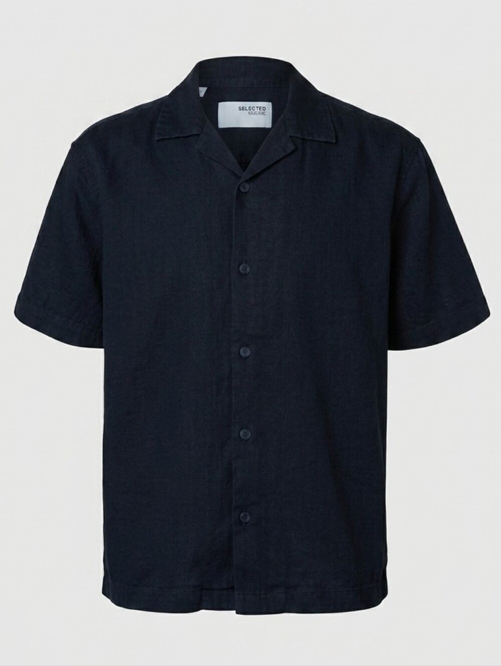SELECTED HOMME Blue Linen Organic Cotton Resort Camp Collar Shirt Mens Size XXL